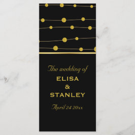 Schwarze, goldene Perlen Modernes Hochzeitsprogram Programm