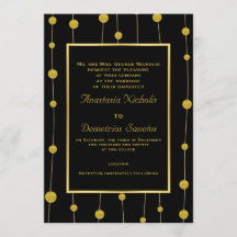 Schwarze, goldene Perlen und Rahmen moderne Hochze