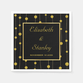 Schwarze, goldene Perlen und Rahmen moderne Hochze Serviette