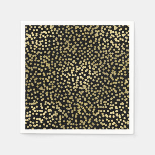Schwarze & goldene Punkte Konfetti Elegant Glamour Serviette