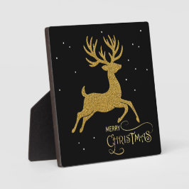 Schwarze & goldene Rentier-Plakette Fotoplatte
