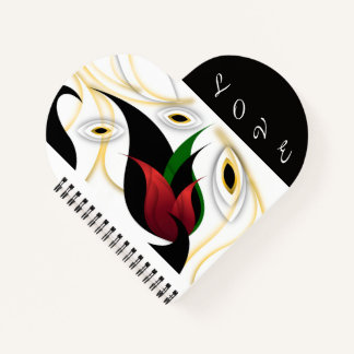 Schwarze, goldene, rote und grüne abstrakte orname notizblock