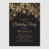 Schwarze goldene Saiten leuchten jedes Alter Fraue Magneteinladung (Vorderseite)