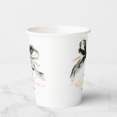 Schwarze Goldene Schleife Whimsical-Braut-Party Pappbecher (Links)