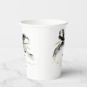 Schwarze Goldene Schleife Whimsical-Braut-Party Pappbecher (Rechts)