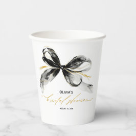 Schwarze Goldene Schleife Whimsical Brautparty Pappbecher