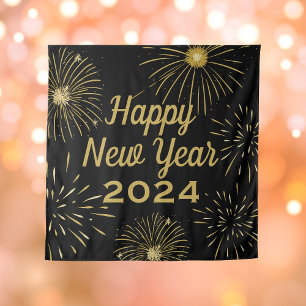 Schwarze Goldene Silvesterparty 2027 Rückwand Wandteppich