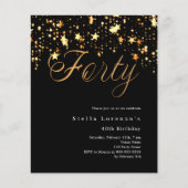 Schwarze goldene Sterne Budget 40. Geburtstagseinl (Vorderseite)