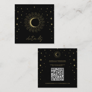 Schwarze & goldene Sterne Himmelssonne Mond Hochze Quadratische Visitenkarte