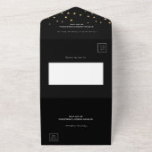 Schwarze goldene Sterne-Hochzeit All In One Einladung (Außenbereich)