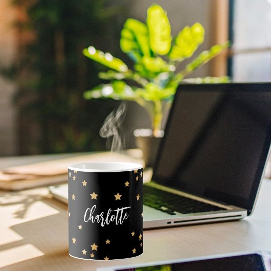 Schwarze goldene Sterne Kaffeetasse