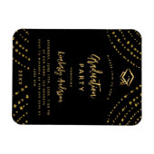 Schwarze goldene Sterne Moderne Luxus-Abschlussfei Magnet (Horizontal)