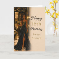 Schwarze Goldene Sweet Sixteen Geburtstagskarte