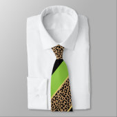 Schwarze, goldene und Limone Streifen Leopard-Prin Krawatte (Gebunden)