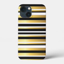 Schwarze, goldene und weiße Vintage Streifen Case-Mate iPhone Hülle