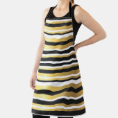 Schwarze, goldene und weiße Vintage Streifen Schürze (InSitu)