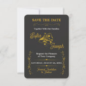 Schwarze Goldene Verlobung Speichern Sie das Datum Save The Date (Vorderseite)