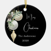 Schwarze goldene weiße Bauern Weihnachten Keramik Ornament (Vorne)