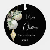 Schwarze goldene weiße Bauern Weihnachten Ornament Aus Metall (Rückseite)