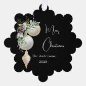 Schwarze goldene weiße Bauern Weihnachten Ornament Karte (Vorderseite)