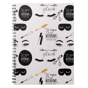 Schwarze goldene Wimpern Glam Geburtstag Notizblock