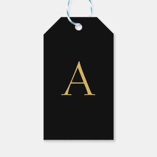 Schwarze Goldfarbe Monogramm Professional Geschenkanhänger (Vorderseite)