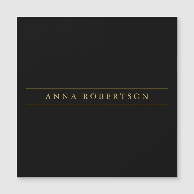 Schwarze Goldfarben Beruflich Chic Minimalistisch Magnetkarte (Vorderseite)
