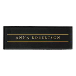 Schwarze Goldfarben Beruflich Trendy Minimalistisc Namenschild