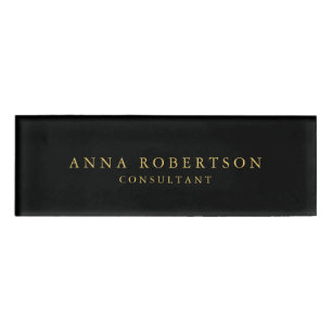 Schwarze Goldfarben Beruflich Trendy Minimalistisc Namenschild
