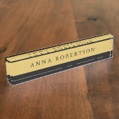 Schwarze Goldfarben Beruflich Trendy Minimalistisc Namensplakette (Seite)