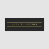 Schwarze Goldfarben Beruflich Trendy Minimalistisc Namensschild (Vorderseite)