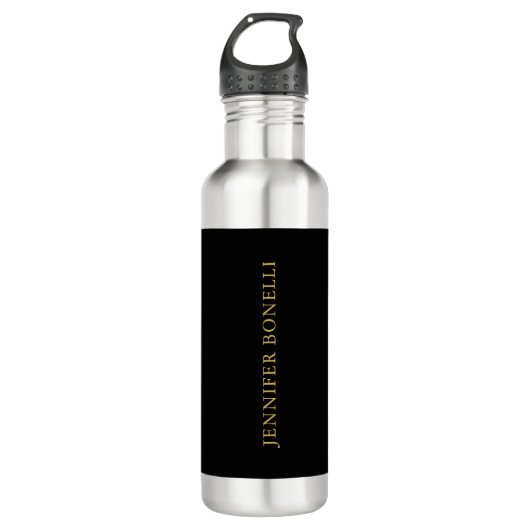 Schwarze Goldfarben Beruflich Trendy Moderne Schli Edelstahlflasche (Vorderseite)