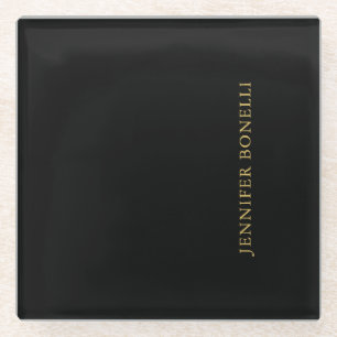 Schwarze Goldfarben Beruflich Trendy Moderne Schli Glasuntersetzer