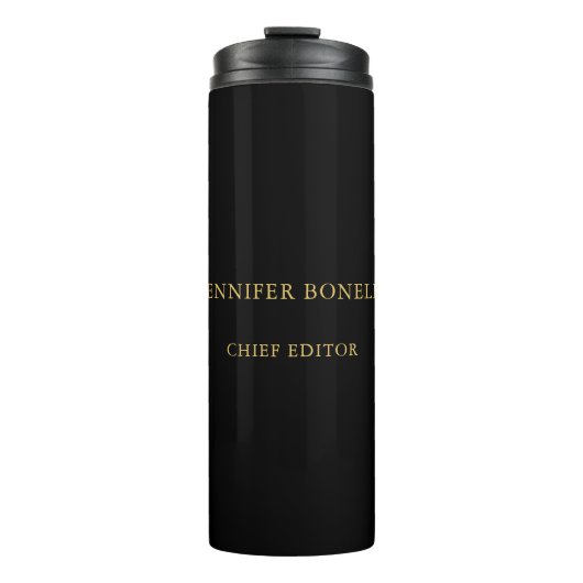 Schwarze Goldfarben Beruflich Trendy Moderne Schli Thermosbecher (Vorderseite)