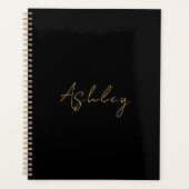 Schwarze Goldfarben Beruflich Trendy Moderner Name Planer (Vorderseite)