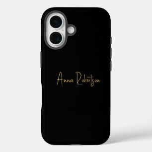 Schwarze Goldfarben Berufliche Trendkalligrafie iPhone 16 Hülle