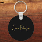 Schwarze Goldfarben Berufliche Trendkalligrafie Schlüsselanhänger (Vorderseite)