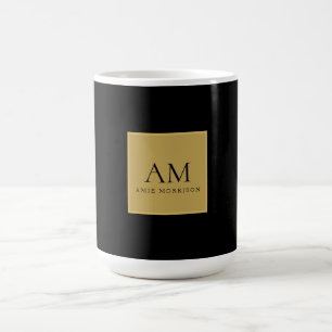 Schwarze Goldfarben Monogramm Anfangsbuchstabe Nam Kaffeetasse