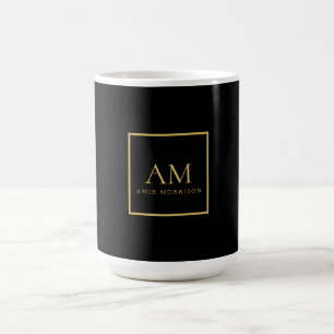 Schwarze Goldfarben Monogramm Anfangsbuchstabe Nam Kaffeetasse