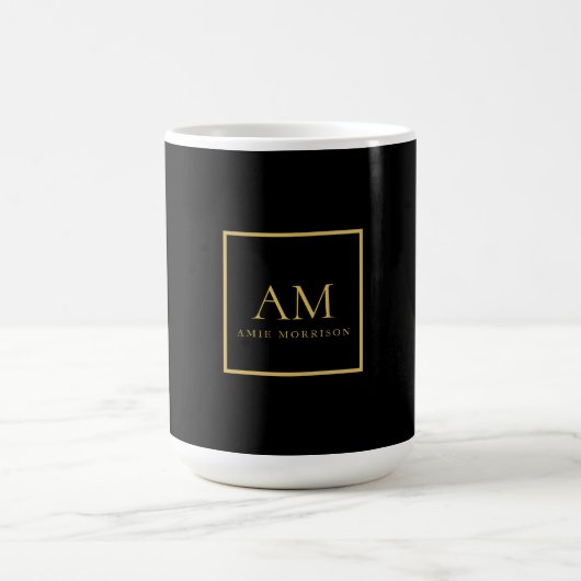 Schwarze Goldfarben Monogramm Anfangsbuchstabe Nam Kaffeetasse (Mittel)