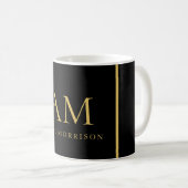 Schwarze Goldfarben Monogramm Anfangsbuchstabe Nam Kaffeetasse (VorderseiteRechts)