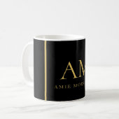 Schwarze Goldfarben Monogramm Anfangsbuchstabe Nam Kaffeetasse (Vorderseite Links)