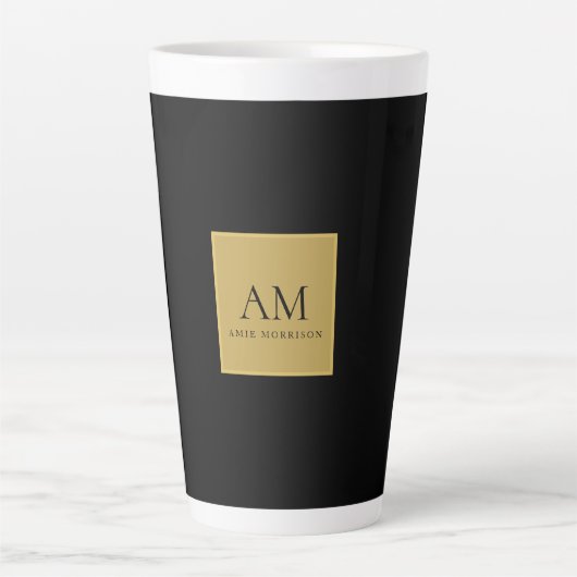 Schwarze Goldfarben Monogramm Anfangsbuchstabe Nam Milchtasse (Vorderseite)