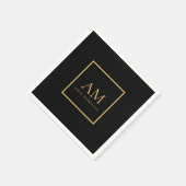 Schwarze Goldfarben Monogramm Anfangsbuchstabe Nam Serviette (Ecke)
