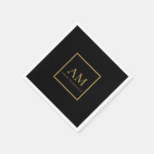 Schwarze Goldfarben Monogramm Anfangsbuchstabe Nam Serviette (Ecke)