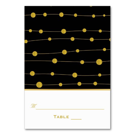 Schwarze, goldfarbene Perlen Hochzeitsbegleitung P Tischnummer (Vorderseite)
