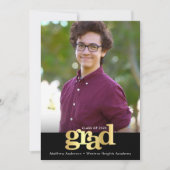 Schwarze Goldfolie Abschluss Foto Moderne Typograf Ankündigung (Vorderseite)