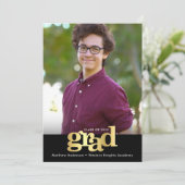 Schwarze Goldfolie Abschluss Foto Moderne Typograf Ankündigung (Stehend Vorderseite)