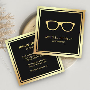 Schwarze Goldfolie-Brille Augenarzt Optiker Quadratische Visitenkarte