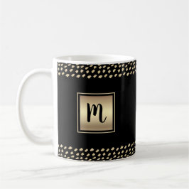 Schwarze Goldfolie fett Monogramm Skript moderner  Kaffeetasse